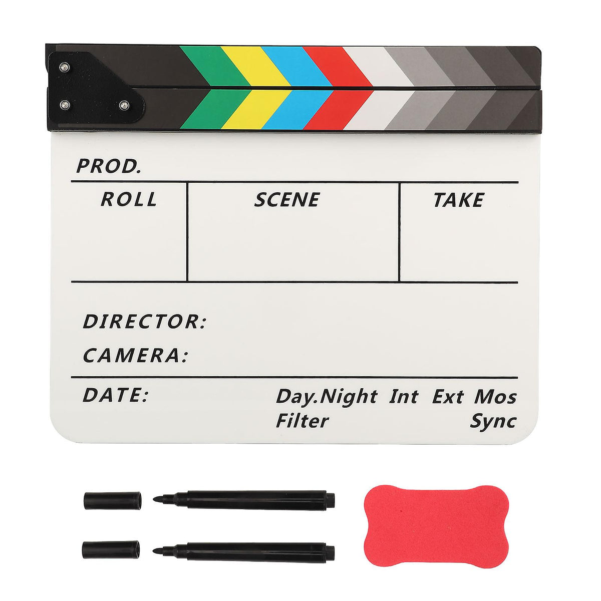 Film Clap Board, Acrylic 10"x12" Acrylic Dry Erase Director Clapboard, Professional Photography Studio Video TV Cut Action Scene Clapper Board with  Erasable Pen