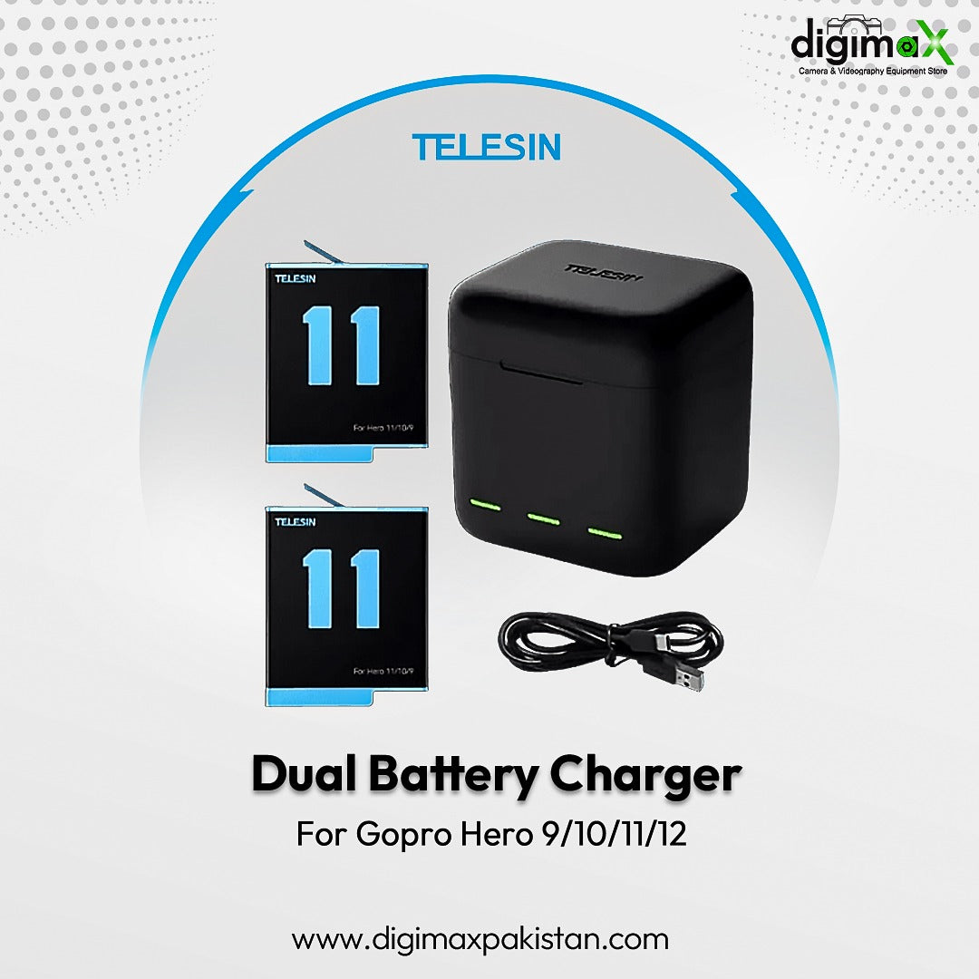 GoPro Dual Battery Charger Box + Battery Telesin Hero 9 Hero 10