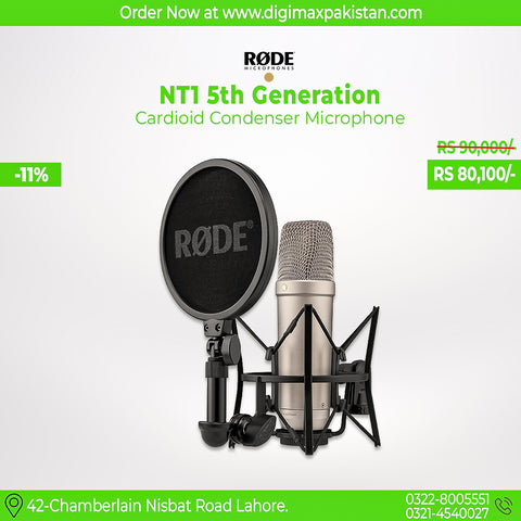 RODE NT1 5th Generation Large-Diaphragm Cardioid Condenser XLR/USB Microphone (Black)